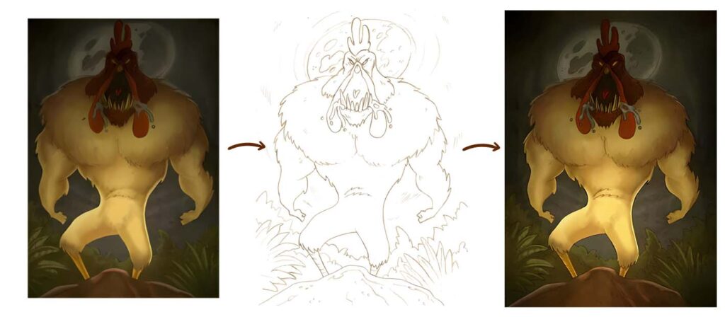 process of upscaling the picture of ell pollo diablo